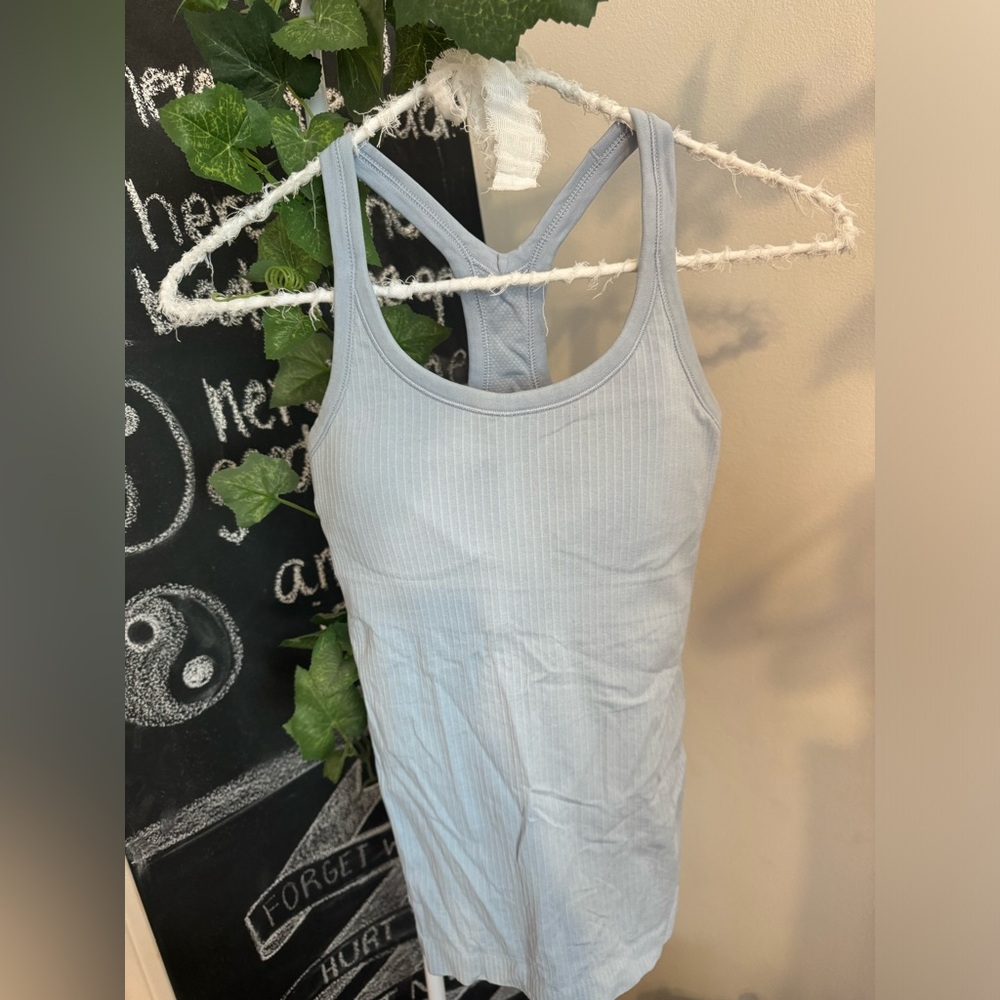 Lululemon Ebb to street tank. Lined. Size 2. Perfect condition. Light blue.